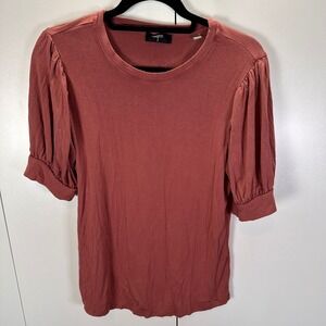 Tahari Puff Sleeve T-Shirt Women's‎ Large Burnt Sienna Casual Top Boho Feminine
